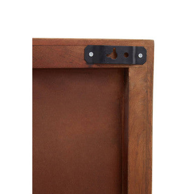 Square Mango Wood Wall Mirror with Circular Inset
