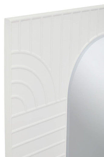 Off White Oval Wall Mirror with Sculpted Frame
