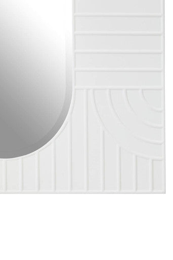 Off White Oval Wall Mirror with Sculpted Frame