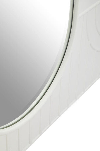 Off White Oval Wall Mirror with Sculpted Frame
