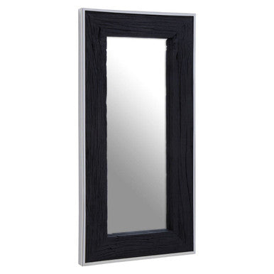 Black Rectangular Wall Mirror with Silver Edge