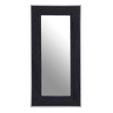 Black Rectangular Wall Mirror with Silver Edge
