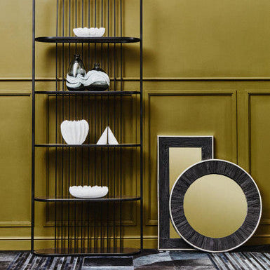 Black Rectangular Wall Mirror with Silver Edge