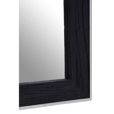Black Rectangular Wall Mirror with Silver Edge