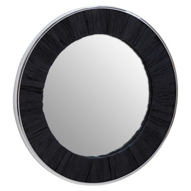 Black Round Wall Mirror with Silver Edges