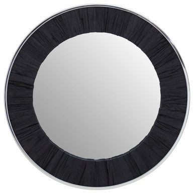 Black Round Wall Mirror with Silver Edges