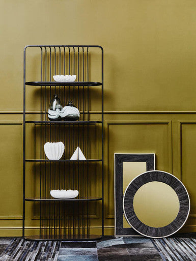 Black Round Wall Mirror with Silver Edges