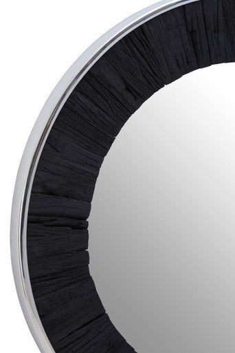 Black Round Wall Mirror with Silver Edges