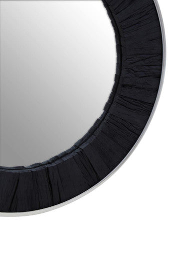 Black Round Wall Mirror with Silver Edges