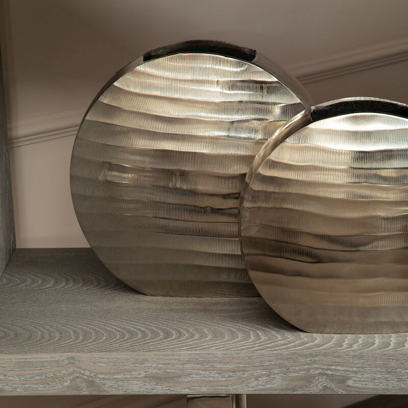 Large Round Vase in Nickel