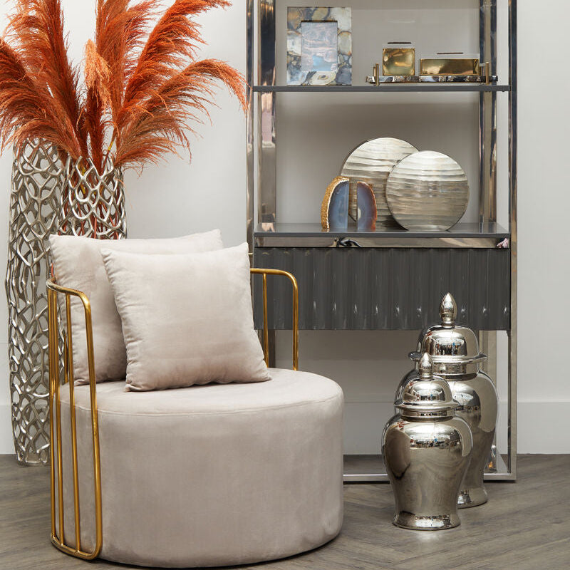 Large Round Vase in Nickel