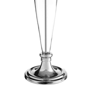 Silver Candle Holder with Clear Glass Stem