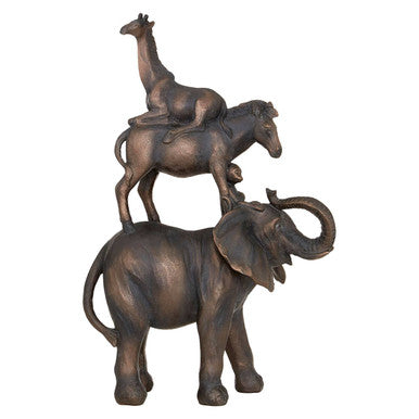 Boho Stacking Animals Sculpture in Bronze Gold