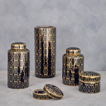 Tamara Small Jar in Black and Gold