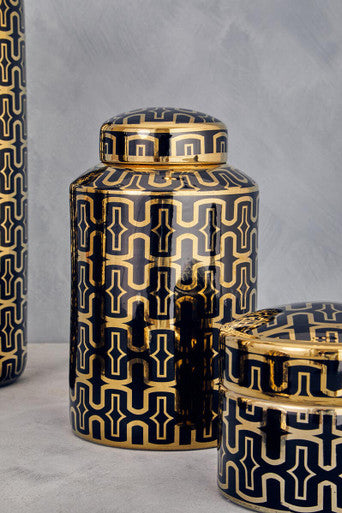 Tamara Small Jar in Black and Gold