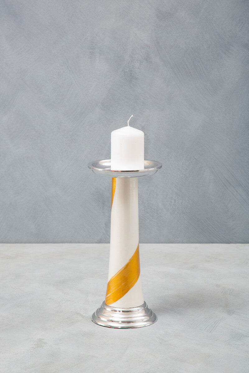 White and Gold Candle Holder
