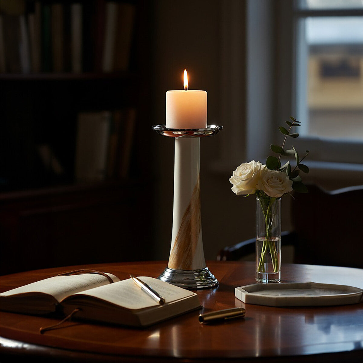 White and Gold Candle Holder