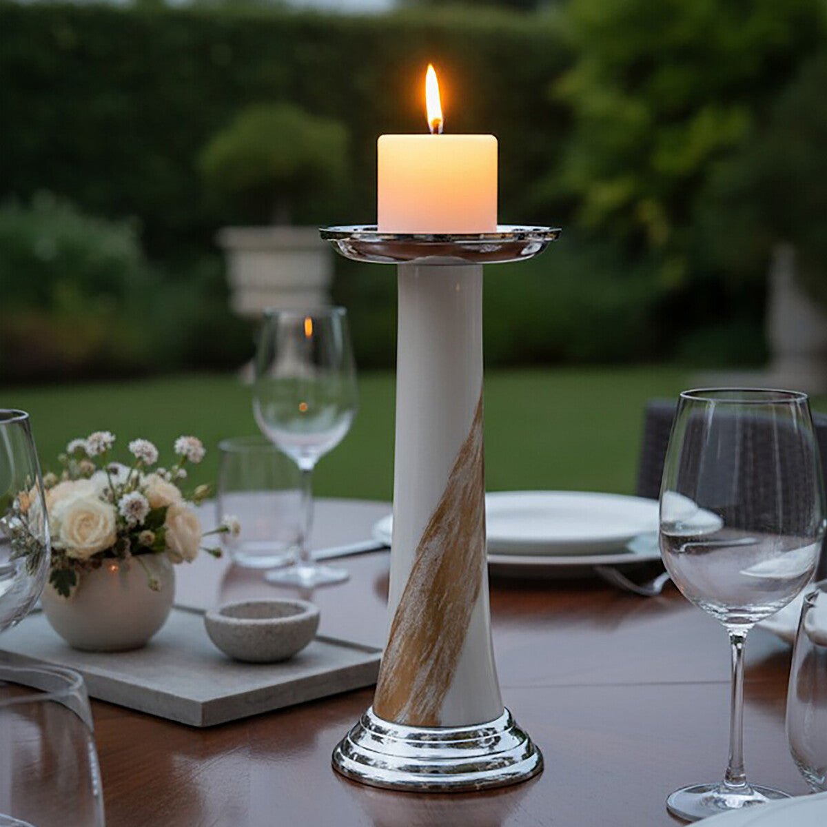 White and Gold Candle Holder