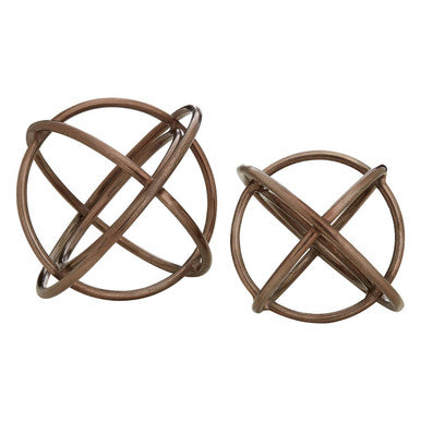 Nexus Set of Two Bronze Sphere Sculptures