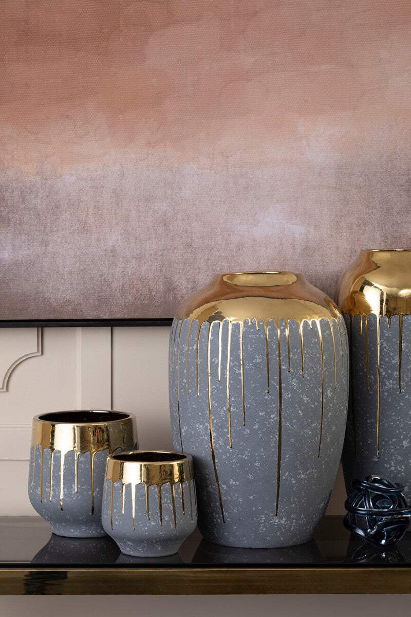 Grey and Gold Large Vase