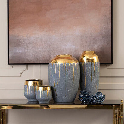 Grey and Gold Large Vase