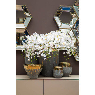Large Grey and Gold Finish Planter