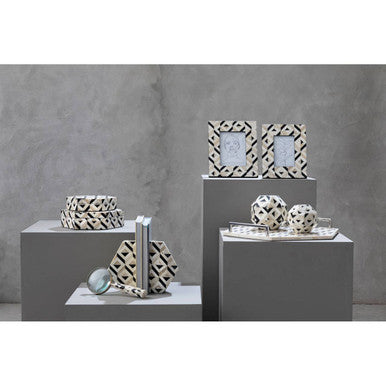 Ivory and Black Hexagonal Trinket Box Set of 2