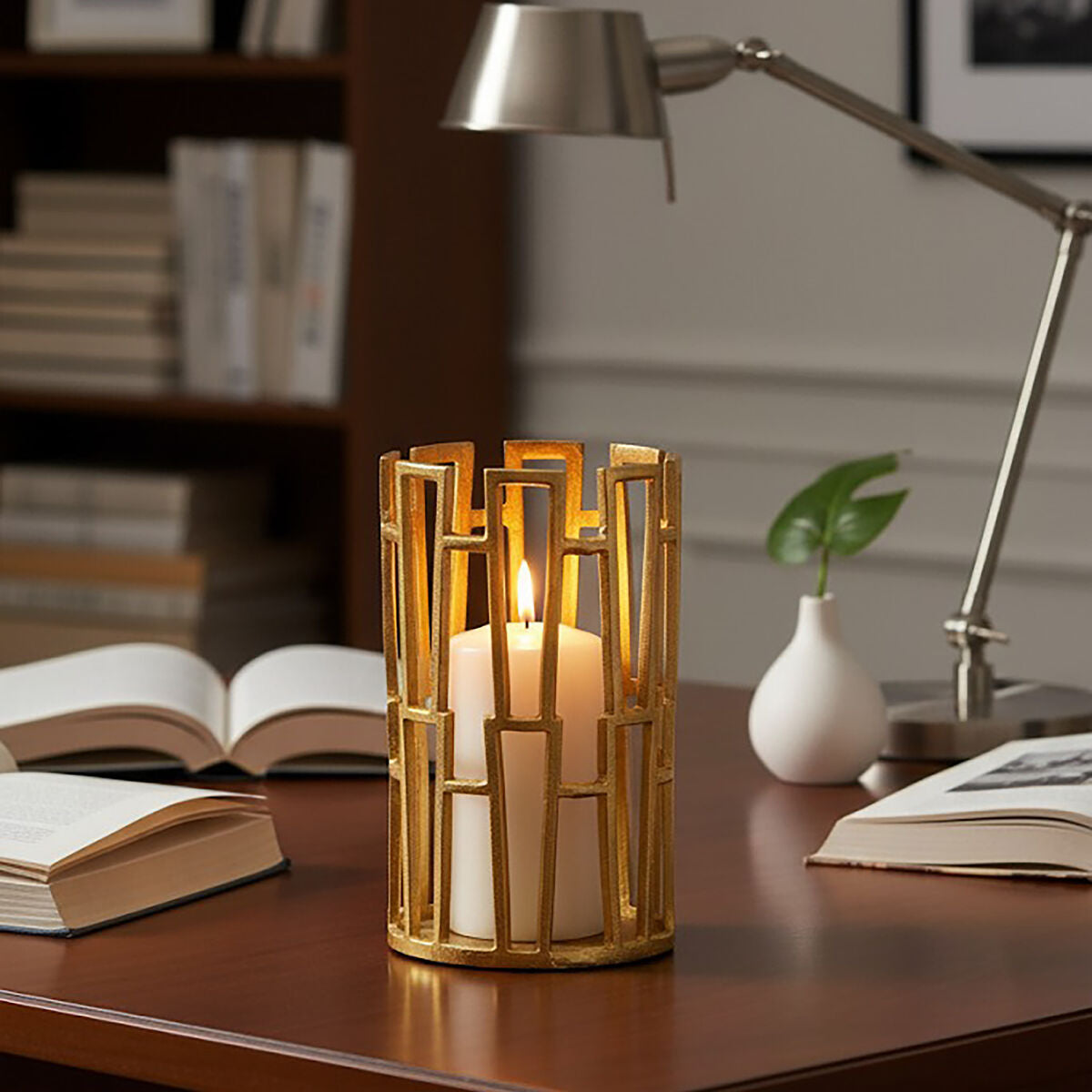 Small Candle Holder in Gold Finish