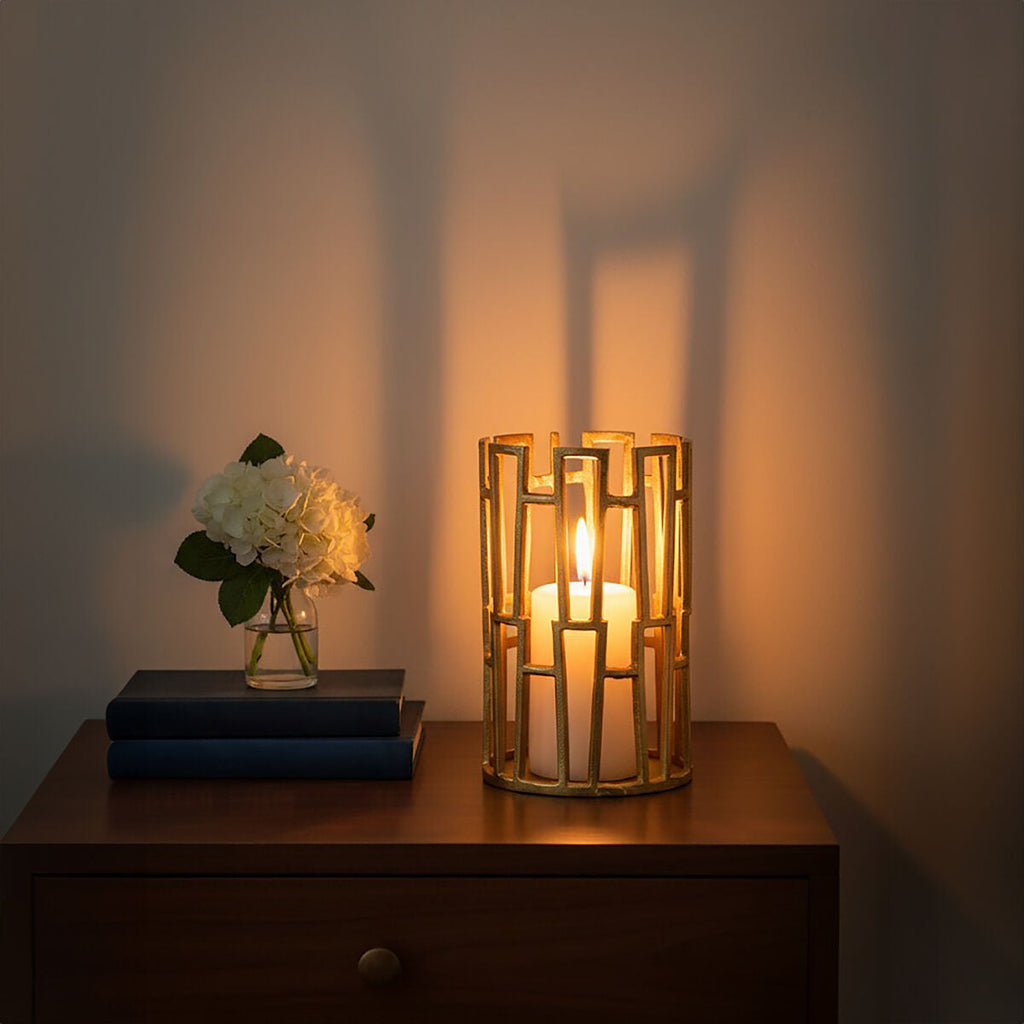 Small Candle Holder in Gold Finish
