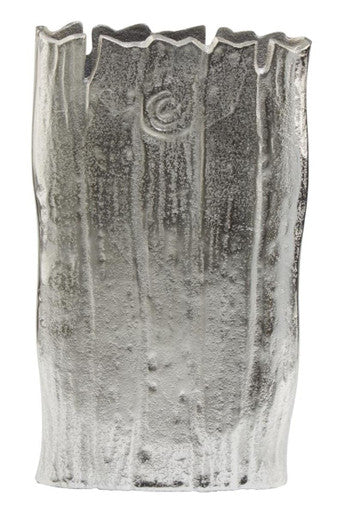 Large Silver Vase with Rippled Texture