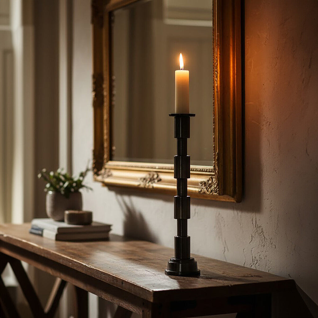 Large Matte Black Candle Holder