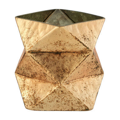 Small Gold Finish Glass Candle Holder