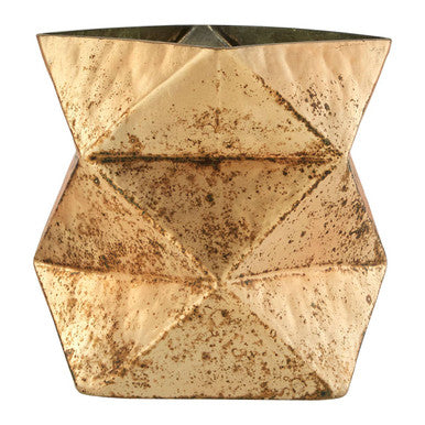 Small Gold Finish Glass Candle Holder