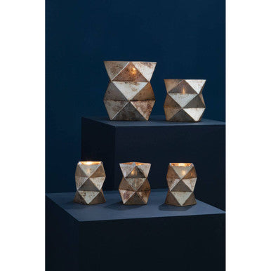 Small Gold Finish Glass Candle Holder