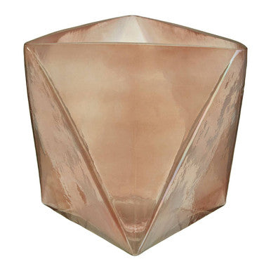 Large Pink Glass Candle Holder