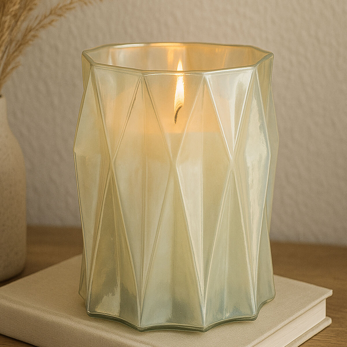 Large Iridescent Glass Candle Holder