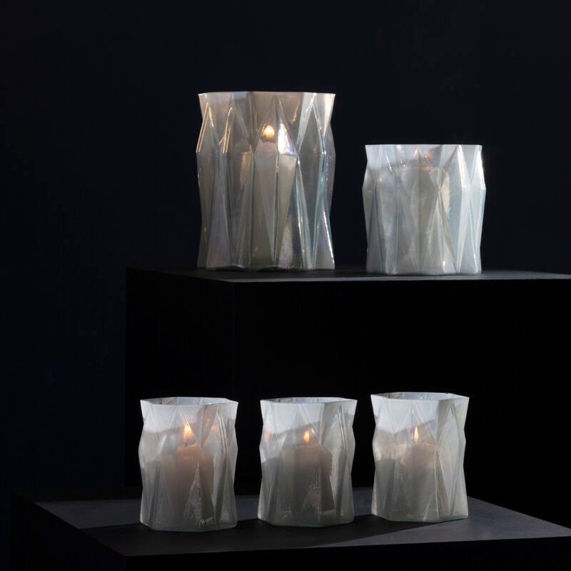 Small Iridescent Glass Candle Holder