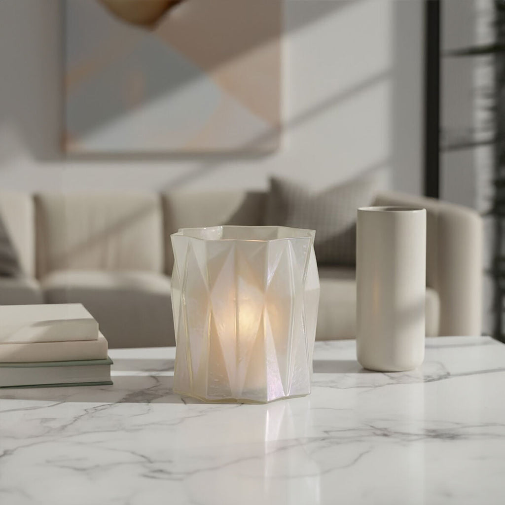 Small Iridescent Glass Candle Holder