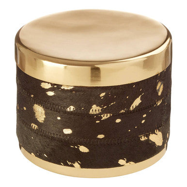 Large Gold and Black Hair on Leather Trinket Box