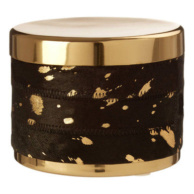 Large Gold and Black Hair on Leather Trinket Box