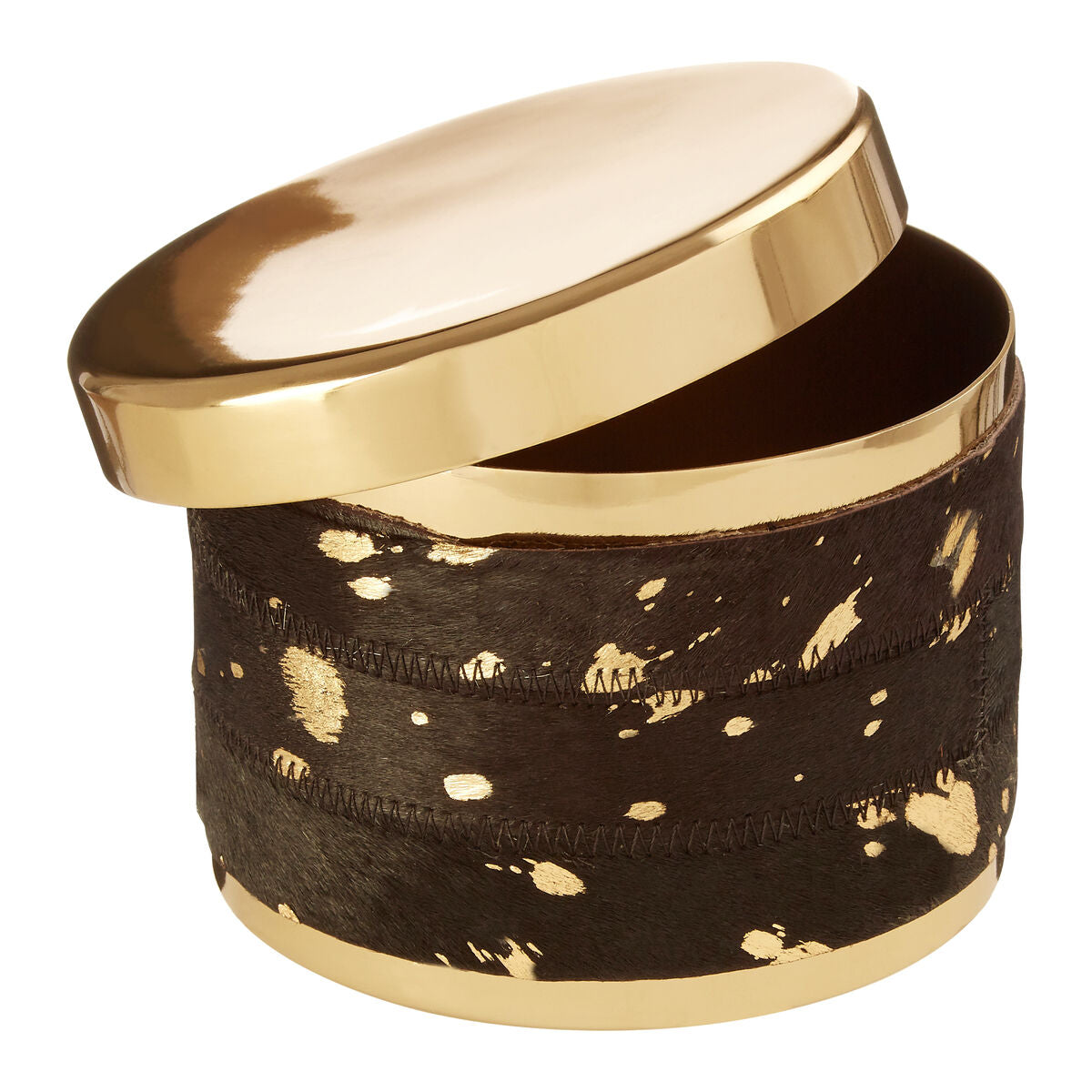 Large Gold and Black Hair on Leather Trinket Box