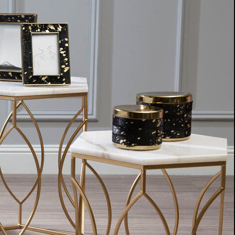Large Gold and Black Hair on Leather Trinket Box