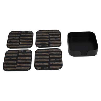 Set of Four Square Black and Gold Coasters