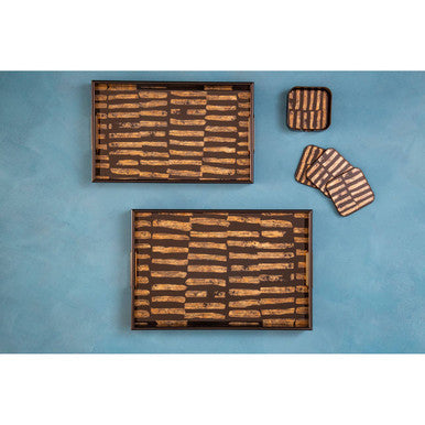 Set of Four Square Black and Gold Coasters