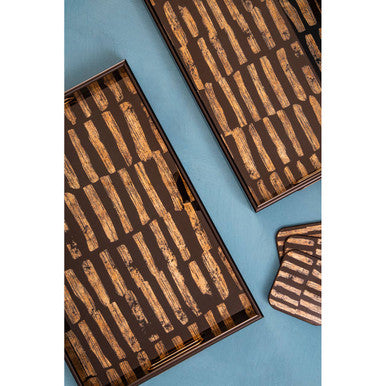 Set of Four Square Black and Gold Coasters