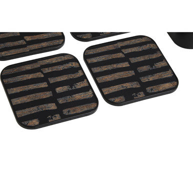 Set of Four Square Black and Gold Coasters