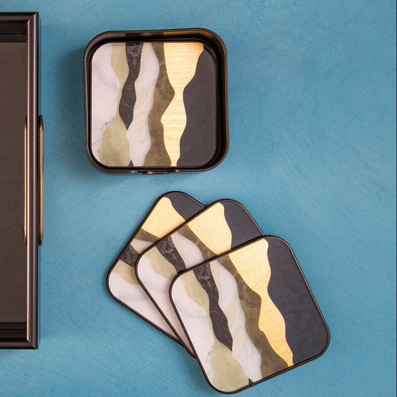 Set of Four Square Abstract Coasters