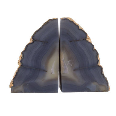 Grey and Gold Agate Bookends