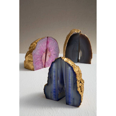 Grey and Gold Agate Bookends