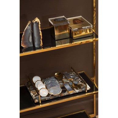 Grey and Gold Agate Bookends